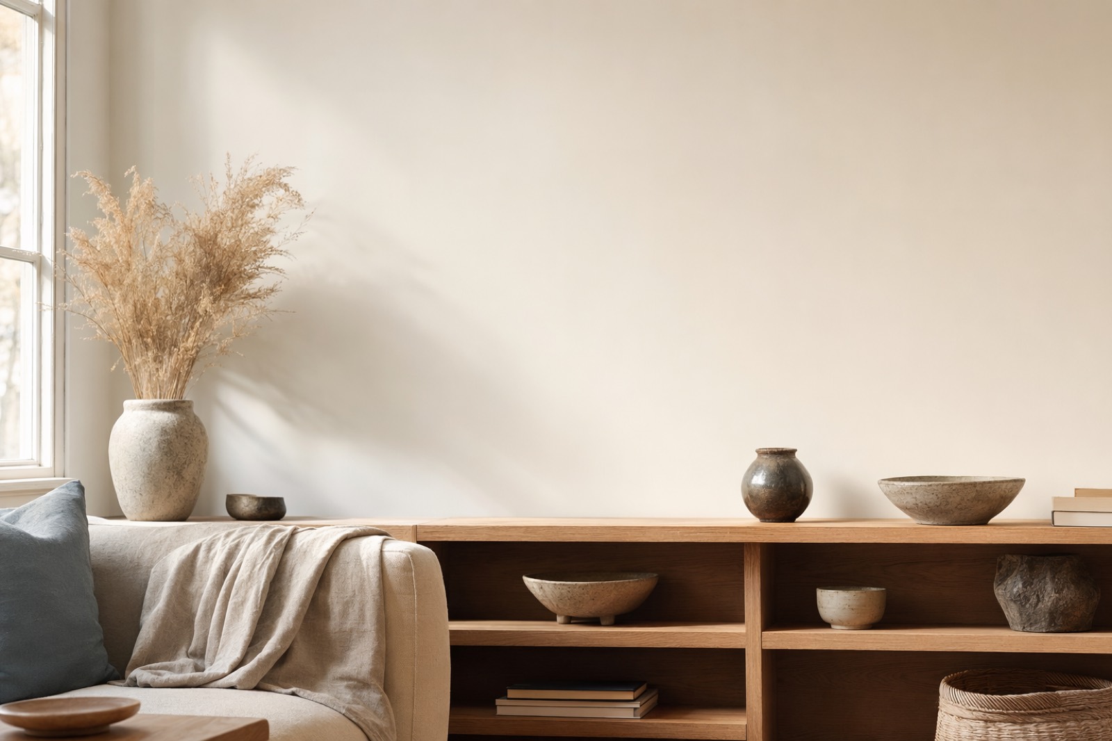 A styled corner of a room